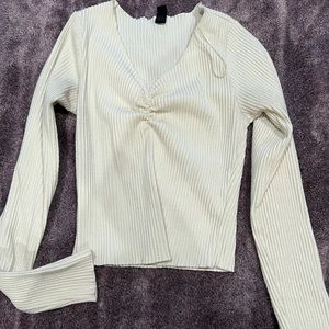 White long sleeve knit top